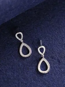 Clara Rhodium-Plated 925 Silver Cubic Zirconia-Studded Contemporary Drop Earrings