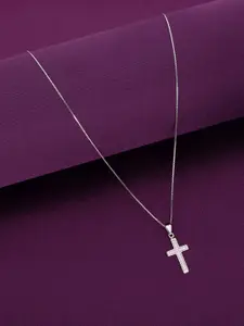 KAI JEWEL 92.5 Sterling Silver Rhodium-Plated Cubic Zirconia Quirky Pendant with Chain