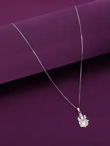 KAI JEWEL Rhodium Plated Cubic Zirconia 92.5 Silver Quirky Pendant with Chain