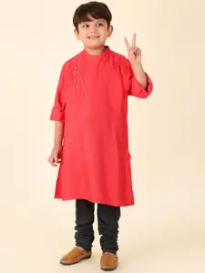 Fabindia Boys Geometric Printed Mandarin Collar A-Line Kurta
