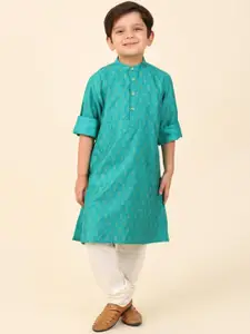 Fabindia Boys Ethnic Motifs Band Collar Pathani Kurta