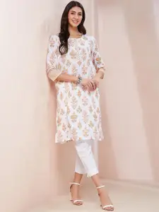 Fabindia Floral Printed Cotton Straight Kurta