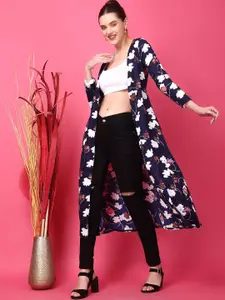 BAESD Floral Printed Longline Open Front Shrug
