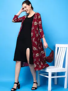 BAESD Floral Printed Longline Open Front Shrug