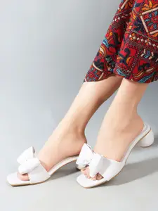 Sole Saga Bow Detail Open Toe Block Heels