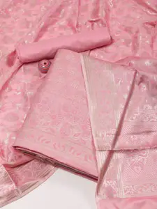 Meena Bazaar Ethnic Motifs Woven Design Chanderi Zari Unstitched Dress Material