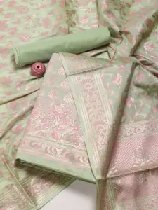 Meena Bazaar Ethnic Motifs Woven Design Chanderi Zari Unstitched Dress Material