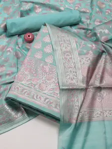 Meena Bazaar Ethnic Motifs Woven Design Chanderi Unstitched Dress Material