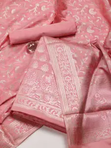 Meena Bazaar Ethnic Motifs Woven Design Zari Chanderi Unstitched Dress Material