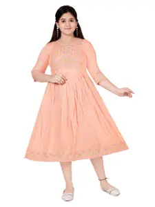 BAESD Embroidered Fit and Flare Midi Ethnic Dress