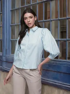 French Connection Pure Cotton Puff Sleeves Boxy Fit Casual Shirt