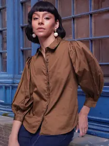 French Connection Pure Cotton Puff Sleeves Boxy Fit Casual Shirt