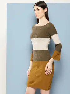 Chemistry Striped Boat Neck Ribbed Knit Sheath Dress