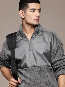 The Roadster Lifestyle Co. Men Sherpa Half Zipper Sweatshirt