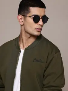 The Roadster Lifestyle Co. Embroidered Detail Front-Open Sweatshirt