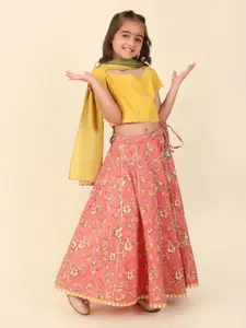 Fabindia Girls Printed Ready to Wear Lehenga & Blouse With Dupatta