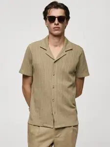 MANGO MAN Open Knit Casual Shirt