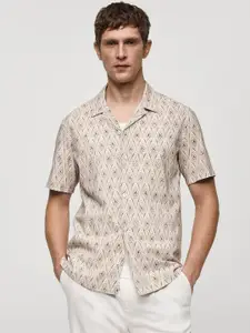 MANGO MAN Opaque Printed Casual Shirt