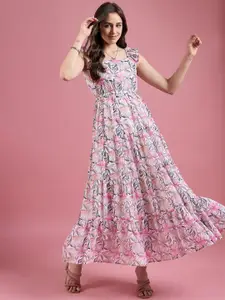 DressBerry Floral Print Georgette Maxi Dress
