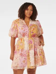 Forever New Floral Print Puff Sleeve Fit & Flare Dress