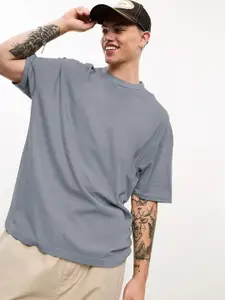 CHKOKKO Men Solid Drop-Shoulder Sleeves Oversized T-shirt