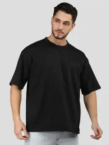 CHKOKKO Men Solid Drop-Shoulder Sleeves Oversized T-shirt