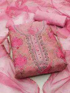 Peachmode Embroidered Organza Unstitched Dress Material