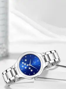 IIK COLLECTION Women Round Dial Stainless Steel Bracelet Style Straps Analogue Watch