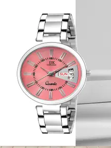 IIK COLLECTION Women Round Day & Date Dial Stainless Steel Bracelet Style Analogue Watch