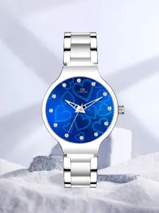 IIK COLLECTION Women Round Embellished Dial Stainless Steel Bracelet Style Analogue Watch