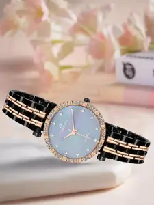 IIK COLLECTION Women Round Dial Stainless Steel Bracelet Style Straps Analogue Watch