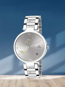 IIK COLLECTION Women Round Dial Stainless Steel Bracelet Style Straps Analogue Watch