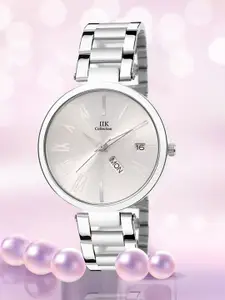 IIK COLLECTION Women Round Dial Stainless Steel Bracelet Style Straps Analogue Watch