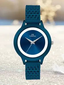 IIK COLLECTION Women Round Dial Stainless Steel Textured Straps Analogue Watch