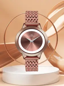 IIK COLLECTION Women Round Dial Stainless Steel Bracelet Style Straps Analogue Watch