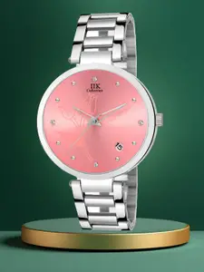 IIK COLLECTION Women Round Dial Stainless Steel Bracelet Style Straps Analogue Watch