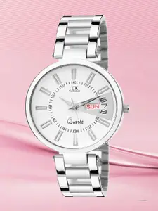 IIK COLLECTION Women Round Day & Date Dial Stainless Steel Bracelet Style Analogue Watch