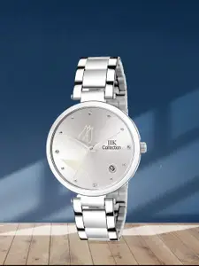 IIK COLLECTION Women Round Dial Stainless Steel Bracelet Style Straps Analogue Watch