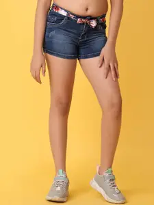 V-Mart Girls Washed Low-Rise Denim Shorts