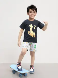 Toonyport Boys Printed Pure Cotton T-shirt with Shorts