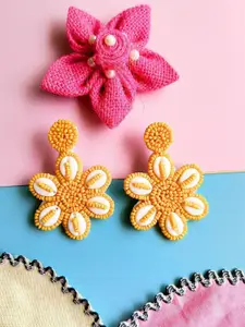 Sangria Artificial Beads Floral Drop Earrings