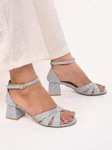 ALL TABS OPEN Textured Open Toe Block Heels