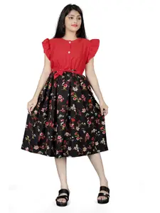 BAESD Floral Print Crepe Fit & Flare Dress
