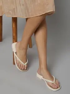 Truffle Collection Women Embellished Open Toe Flats