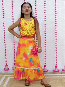 M'andy Girls Printed Cotton Ready to Wear Lehenga with Blouse