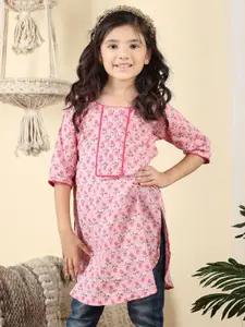Sangria Girls Floral Printed Pure Cotton Straight Short Kurtis