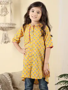 Sangria Girls Floral Printed Pure Cotton Straight Short Kurtis