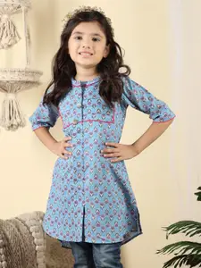 Sangria Girls Floral Printed Pure Cotton Straight Short Kurtis