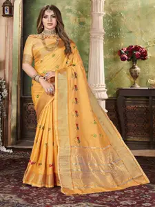 KALINI Ethnic Motif Embroidered Zari Woven Saree