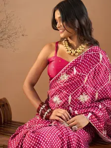 Saree mall Embroidered Gotta Patti Satin Bandhani Sarees